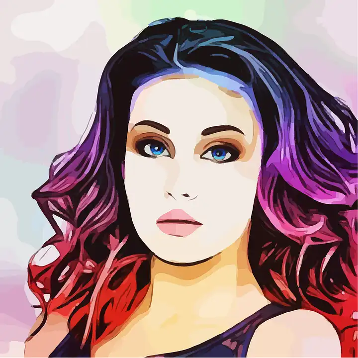 An artistic depiction of a woman's face with deep purple and pink colors - represents our fashion blog